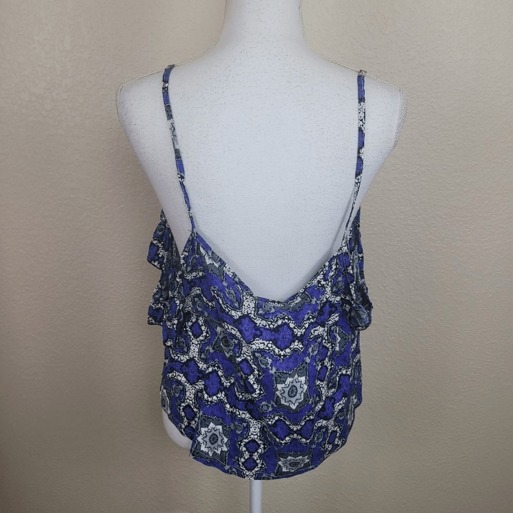 RP4LF Blue Gray and White Geometric Cropped Top Large (6887) - Picture 2 of 3
